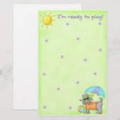 Beach Dog Whimsy Art Green Blue Briefpapier (Voorkant / Achterkant)