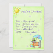 Beach Dog Whimsy Art Green Blue Kaart (Achterkant)