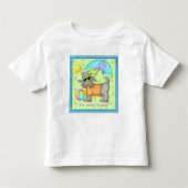 Beach Dog Whimsy Art Green Blue Kinder Shirts (Voorkant)