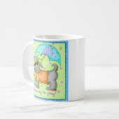 Beach Dog Whimsy Art Green Blue Koffiemok (Voorkant links)
