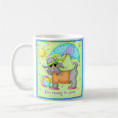 Beach Dog Whimsy Art Green Blue Koffiemok (Links)