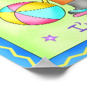 Beach Dog Whimsy Art Green Blue Poster (Hoek)