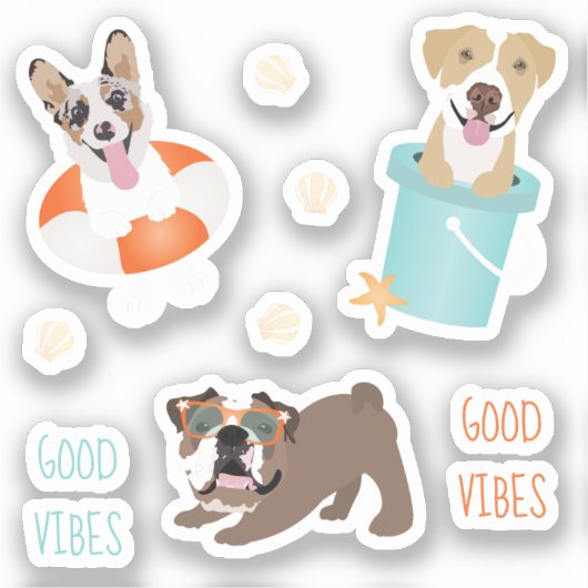 Beach Dogs Good Vibes Sticker (Voorkant)