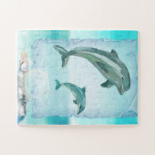 Beach Dolphins Waterverf Art Legpuzzel (Horizontaal)