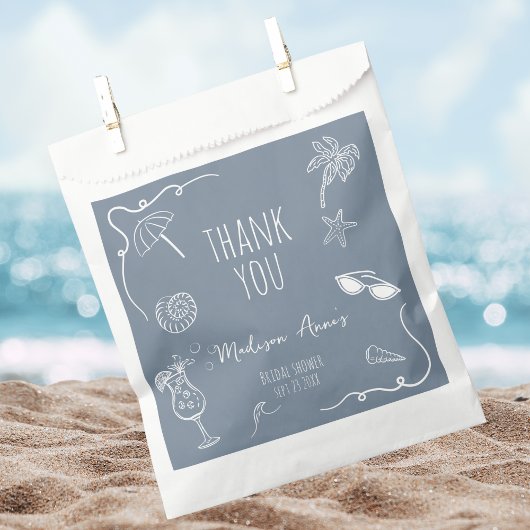Beach Doodle Thank You Bridal Shower Bedankzakje