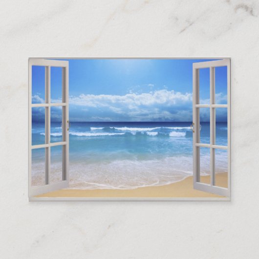 Beach door een venster visitekaartje (Voorkant)