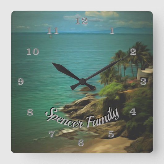 Beach Dream 0026 Vierkante Klok (Voorkant)