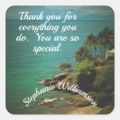 Beach Dream Dank u wel 0026 Vierkante Sticker (Voorkant)