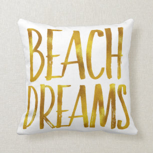 Beach Dreams Gold Foil Kastal Quote Kussen