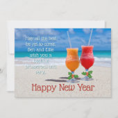Beach Drinks Happy New Year Message Cards Kaart (Voorkant)