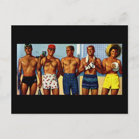 Beach Dudes uit de jaren '50 Briefkaart (Voorkant)