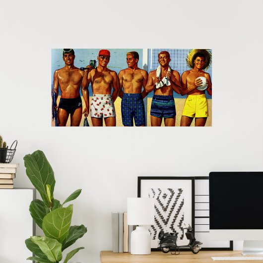 Beach Dudes uit de jaren '50 Poster (Thuiskantoor)