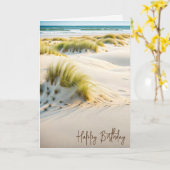 Beach Dune Grass Gelukkige Verjaardag Kaart (Gele Bloem)