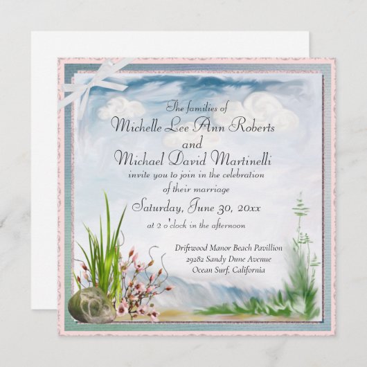 Beach Dune Romance Vierkante bruiloft uitnodiging (Voorkant / Achterkant)