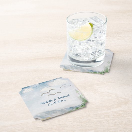 Beach Dune Romance Wedding Kartonnen Onderzetters (Insitu)