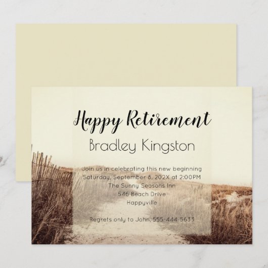 Beach Dunes Happy Retirement Party Uitnodiging (Voorkant / Achterkant)
