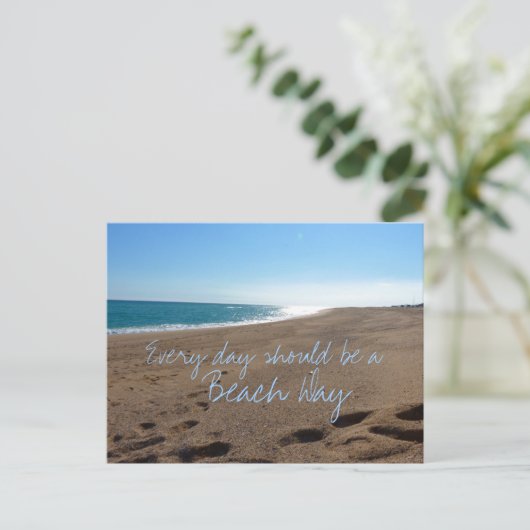 Beach each Day Quote Briefkaart (Staand voorkant)