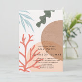 Beach Earthy Tone Shapes Abstract Wedding Kaart (Staand voorkant)