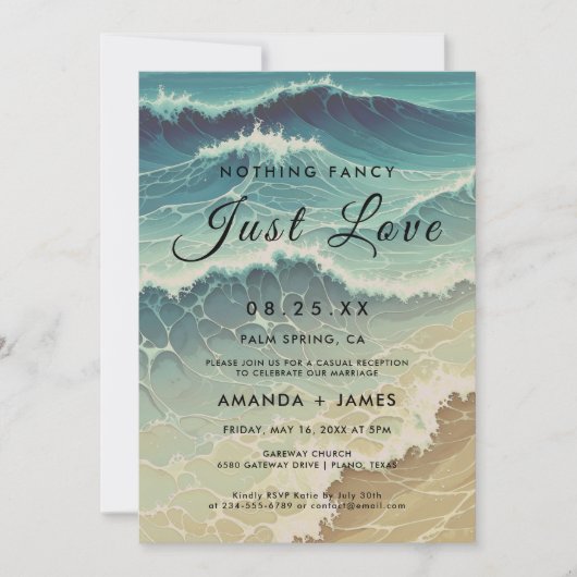 Beach Elopement Destination Celebration Wedding Kaart (Voorkant)