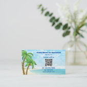Beach en Palm Trees | QR-code Tropisch Visitekaartje (Staand voorkant)