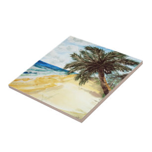 Beach en Palm Trees Tegeltje
