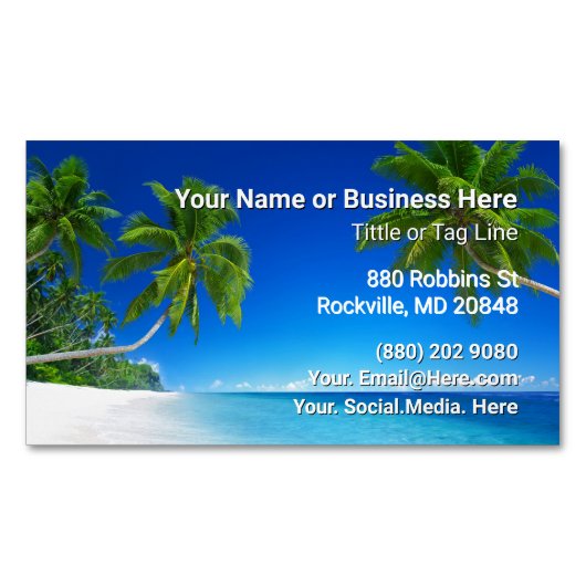 Beach en Palm Trepical Magnetisch Visitekaartje (Voorkant)