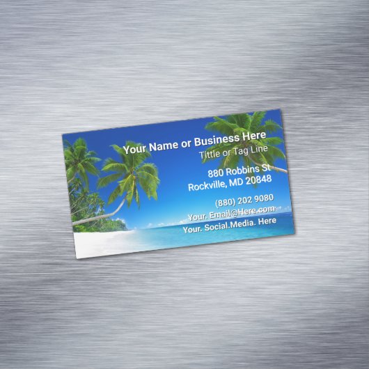 Beach en Palm Trepical Magnetisch Visitekaartje (Voorbeeld)
