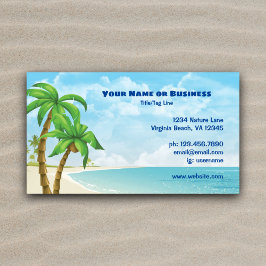 Beach en Palm Trepical Magnetisch Visitekaartje