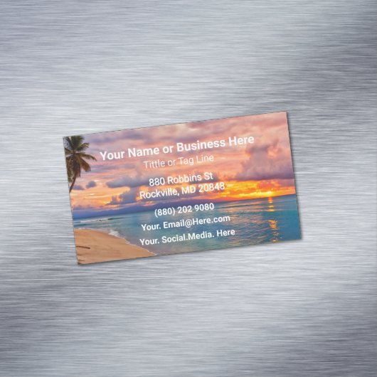 Beach en Palm Trepical Magnetisch Visitekaartje (Voorbeeld)