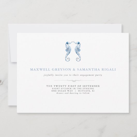 Beach Engagement Party nodigt Waterverf uit Kaart (Voorkant)