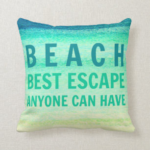 Beach Escape Turquois Ocean Typography Pillow Kussen