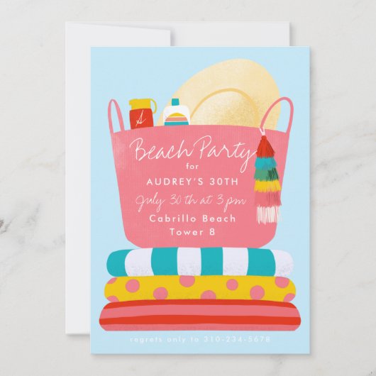 Beach Essentials Summer Beach Party Invitation Kaart (Voorkant)