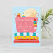 Beach Essentials Summer Beach Party Invitation Kaart (Staand voorkant)