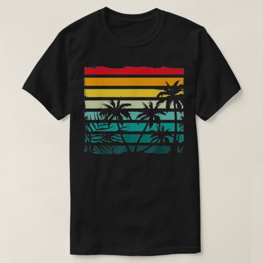 Beach Exotic Coconut Palm Trees Retro Tropical Sum T-shirt (Design voorkant)
