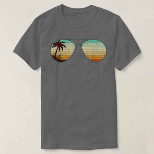 Beach Exotic Palm Trees Retro zonnebril Tropisch T-shirt (Design voorkant)
