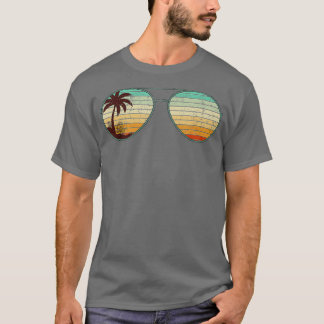 Beach Exotic Palm Trees Retro zonnebril Tropisch T-shirt