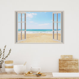 Beach Fake Window Home Kantoor Wall Decor Poster