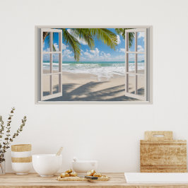 Beach Fake Window Home Kantoor Wall Decor Poster