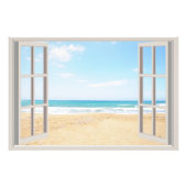 Beach Fake Window Home Kantoor Wandinrichting Foto Afdruk (Voorkant)