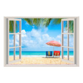 Beach Fake Window Home Kantoor Wandinrichting Foto Afdruk (Voorkant)