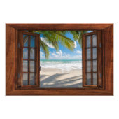 Beach Fake Window Home Kantoor Wandinrichting Foto Afdruk (Voorkant)