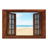 Beach Fake Window Home Kantoor Wandinrichting Foto Afdruk (Voorkant)
