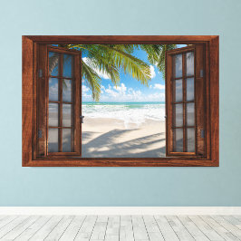 Beach Fake Window Home Kantoor Wandinrichting Foto Afdruk