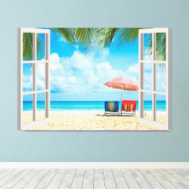 Beach Fake Window Home Kantoor Wandinrichting Foto Afdruk