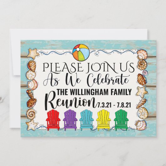 Beach Family Reunion, etc. Invitation Sjabloon Kaart (Voorkant)
