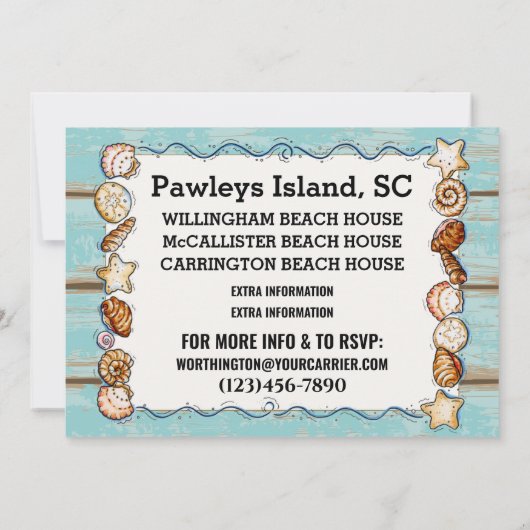 Beach Family Reunion, etc. Invitation Sjabloon Kaart (Achterkant)