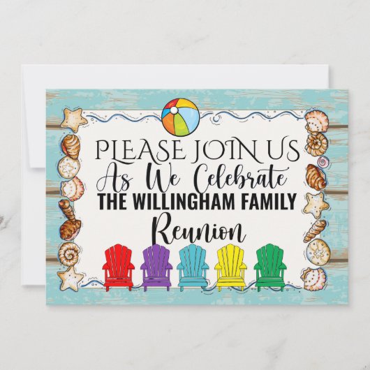 Beach Family Reunion, etc. Invitation Sjabloon Kaart (Voorkant)