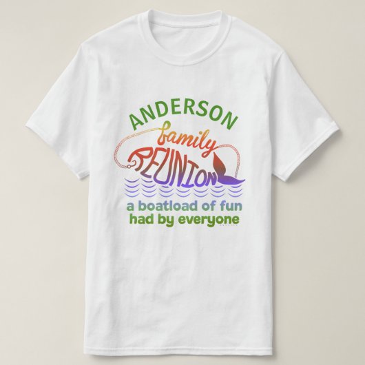 Beach Family Reunion Fish Funny | Aangepaste naam T-shirt (Design voorkant)