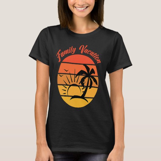 Beach Family Vacation Palms Sunset Holiday Matchin T-shirt (Voorkant)