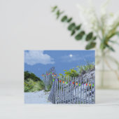 Beach Fence & Dunes Kerstlampjes Feestdagenkaart (Staand voorkant)